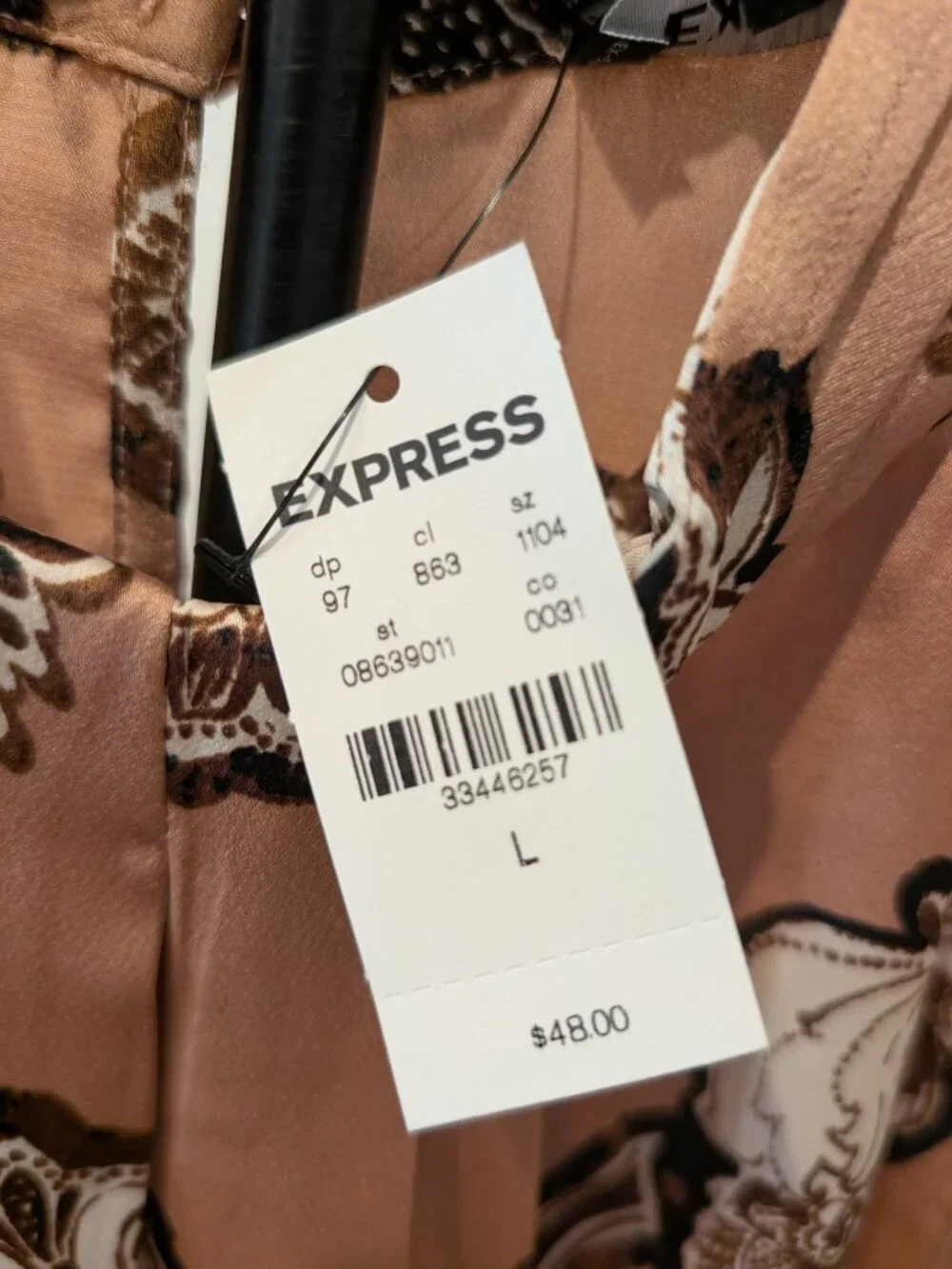 EXPRESS • Floral Sleeveless High‑Neck Blouse • Tan/Black • Size L • NWT - Picture 2 of 2